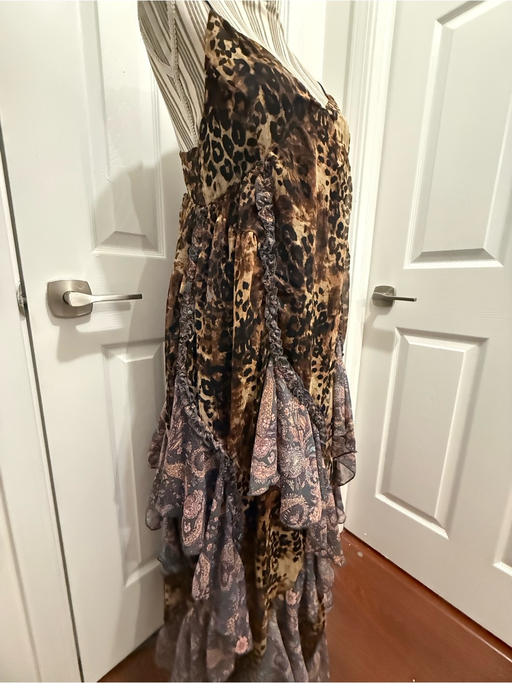 Anthropologie Ruffled Chiffon Maxi Dress leopard print and tiered ruffles Sm NWT - Picture 7 of 10